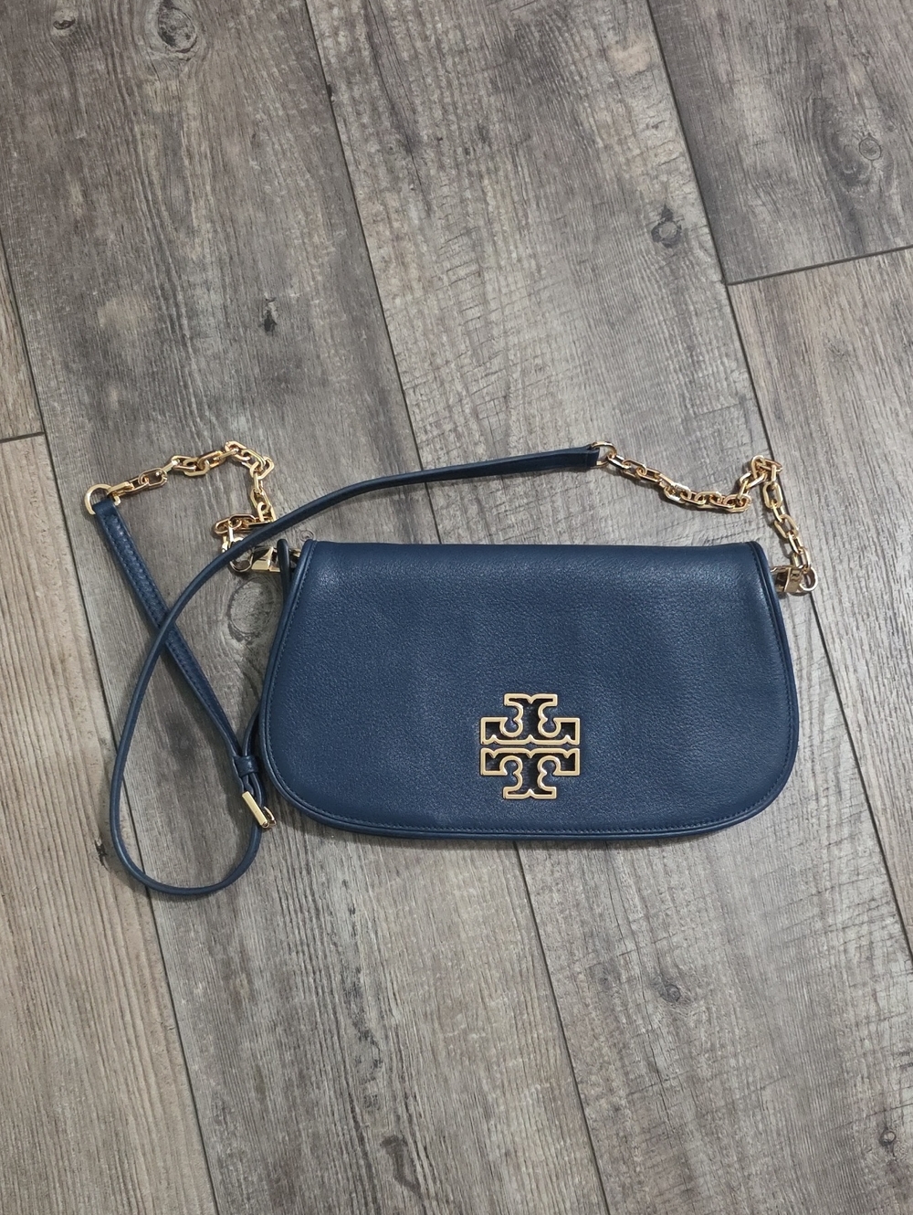 Tory Burch Britten Pebbled Leather Crossbody Gold Hardware